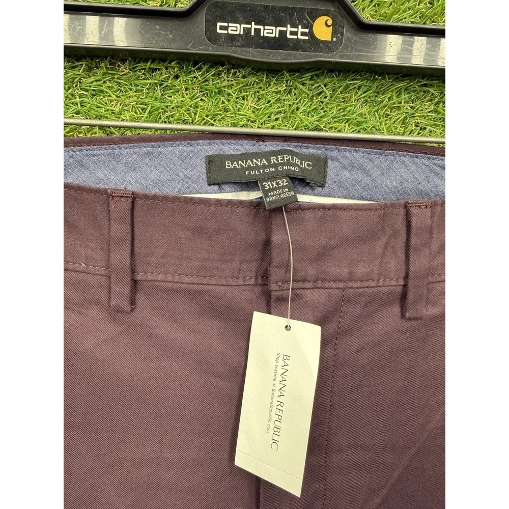 Banana Republic Chino Pants Mens 31x32 Burgundy Preppy Fulton Skinny Fit NWT